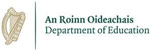 Department of Education Ireland logo with harp symbol