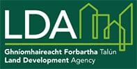 Land Development Agency logo with building outlines.